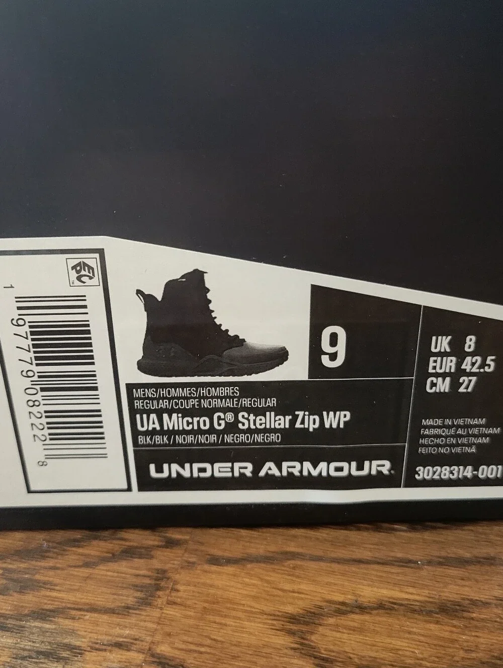 Under Armour Men's Black Tactical Boots - All-Black Side Zip sz9